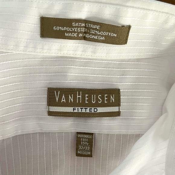 Van Heusen Wrinkle Free White Long Sleeve Button Front Shirt 15.5 32/33 - Picture 3 of 8